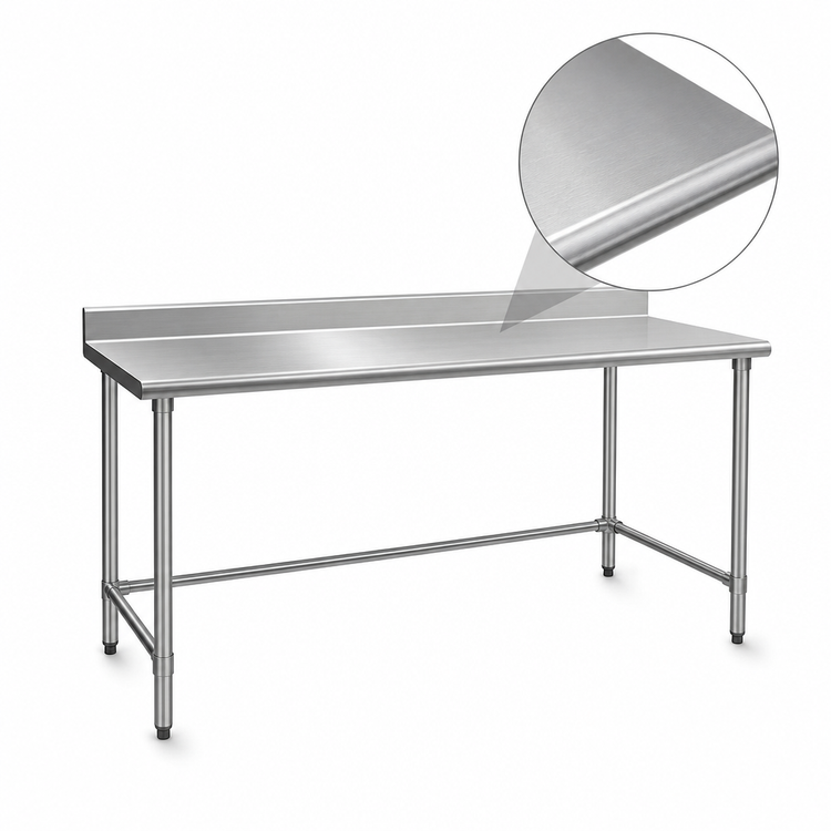 Product image #3 for BlendPort Deluxe Series Stainless Steel Work Table with 4-1/2 Inch Backsplash, 84 x 30 Inches