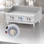 Thumbnail image #3 for Eurodib USA TG36T 36-Inch Gas Countertop Griddle, 36 x 20-Inch Smooth Steel Surface, Thermostat Controls, 90,000 BTU