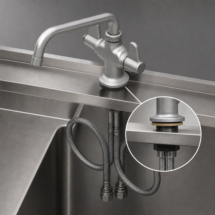 Product image #3 for equip Single Hole Deck Mount Mixing Faucet with 8 1/8-Inch Swing Nozzle and Lever Handles