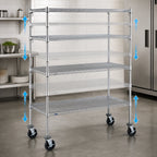 Thumbnail image #3 for Metro Super Erecta 5A566BC 5-Shelf Chrome Wire Caster Cart, 60 x 24 x 67-7/8 Inches, 600 lb Capacity