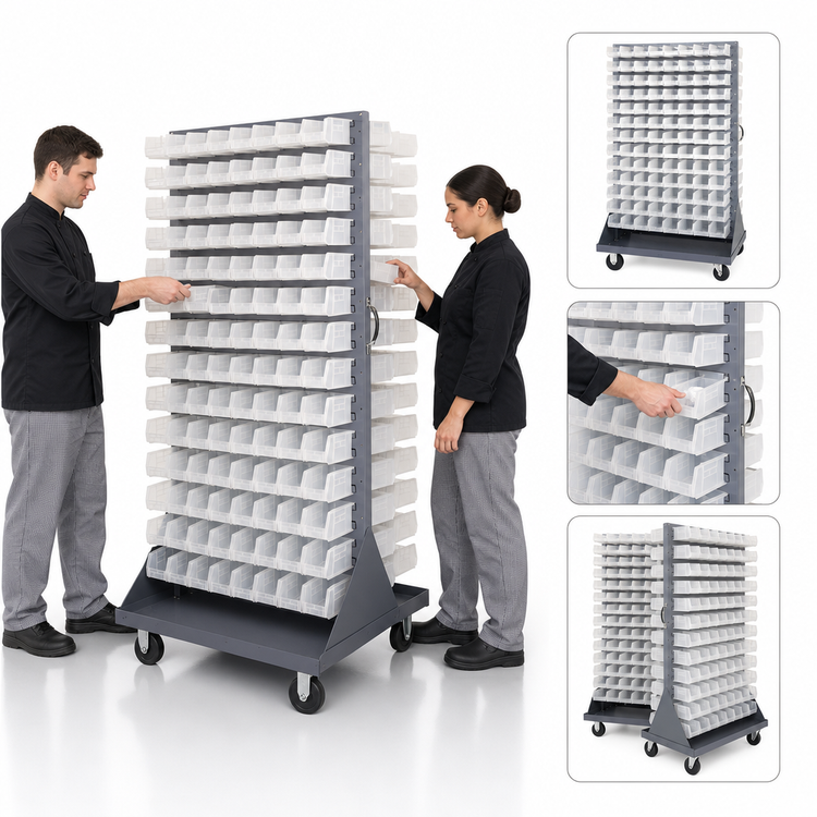 Product image #3 for Quantum Double-Sided Louvered Rack with 240 Clear Bins