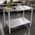 Thumbnail image #3 for John Boos Stallion 84-Inch x 30-Inch 16-Gauge 300-Series Stainless Steel Flat Top Work Table with Galvanized Legs and Adjustable Undershelf