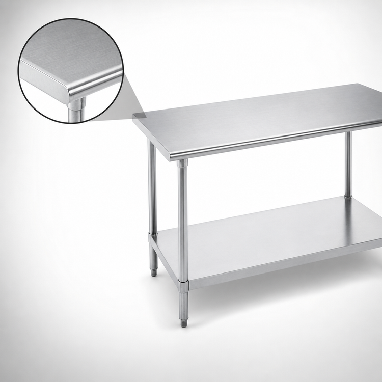 Product image #3 for Advance Tabco 144-Inch x 24-Inch Flat Top Work Table with 304 Stainless Steel Top, Galvanized Legs, and Adjustable Undershelf