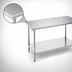Thumbnail image #3 for Advance Tabco 144-Inch x 24-Inch Flat Top Work Table with 304 Stainless Steel Top, Galvanized Legs, and Adjustable Undershelf