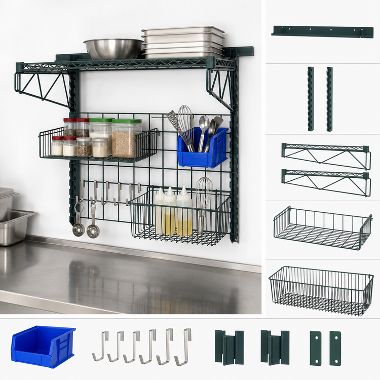 Product image #3 for Quantum Store Grid Medium-Duty Wall-Mounted Shelving Starter Kit