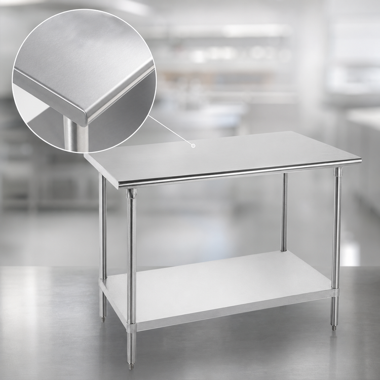 Product image #3 for Advance Tabco 48 Inch x 24 Inch Flat Top Stainless Steel Work Table with Adjustable Undershelf