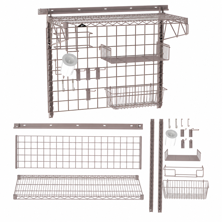 Product image #3 for Metro SmartWall Prep Wall-Mounted Starter Shelf Kit, 1 Shelf, Metroseal Gray
