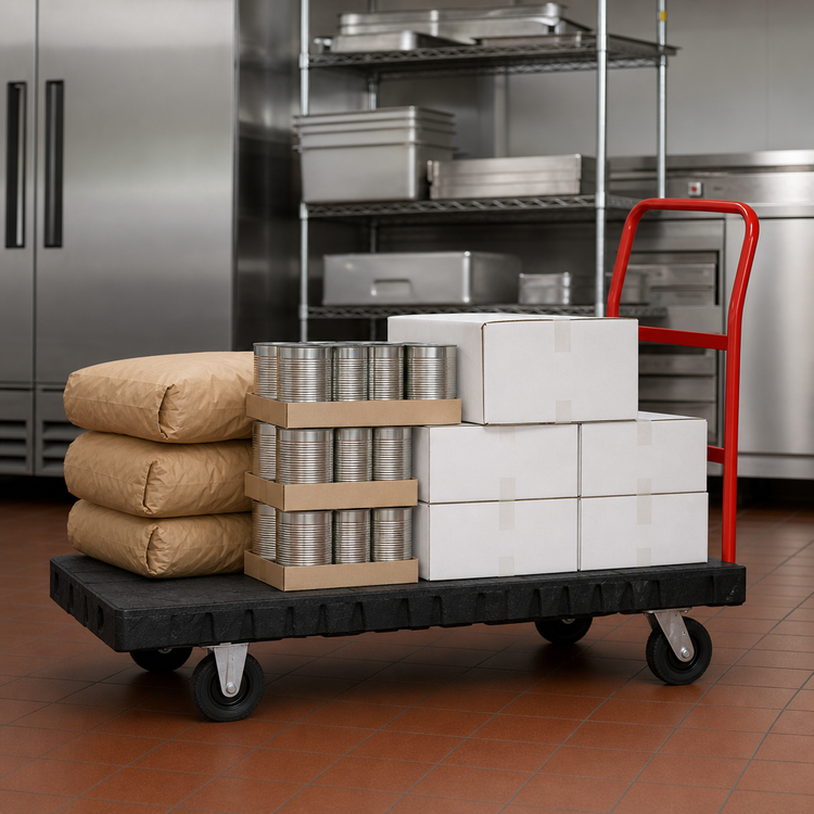 Product image #3 for Rubbermaid Commercial Products Heavy-Duty 48" x 24" Platform Truck with Pneumatic Casters, 1200 lb Capacity