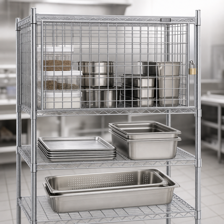 Product image #3 for Eagle Group 48"W x 18"D Security Enclosure Kit with Flip-Up Door, Chrome Finish