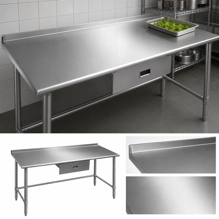 Product image #3 for Eagle Group Budget Series Stainless Steel Work Table with 1-1/2-Inch Rear Up-Turn, 48 x 24 Inches