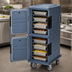 Thumbnail image #4 for Cambro Ultra Camcart Double-Compartment Front-Loading Insulated Food Pan Carrier with Security Package, Slate Blue