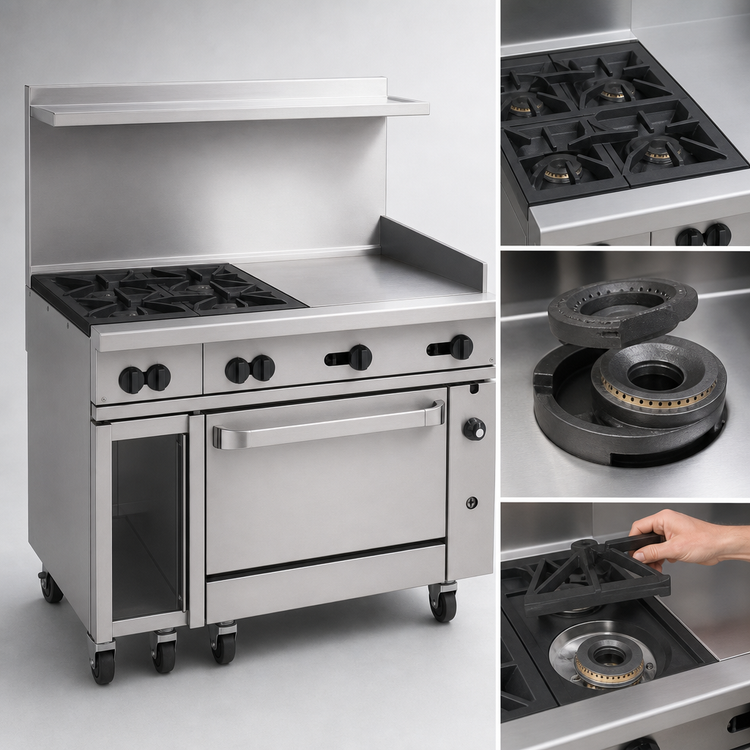 Product image #3 for Vulcan Endurance 48-Inch Gas Restaurant Range with 4 Burners, 24-Inch Griddle and Standard Oven