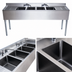 Thumbnail image #3 for BK Resources Slim-Line 4-Compartment Underbar Sink with Dual Drainboards and Faucets, 72 Inch Wide