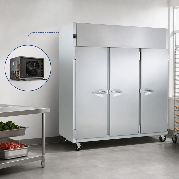 Product image #3 for Traulsen Spec-Line 86-Inch Wide 3-Section Remote Reach-In Freezer with Full-Height Solid Doors, 79 Cu. Ft., Stainless Steel, 115V