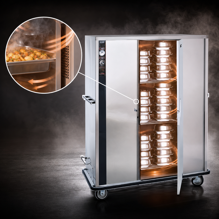 Product image #4 for FWE P-Series Heated Banquet Cart, 180 Covered 11-Inch Plate Capacity, Single Door, Stainless Steel, Mobile