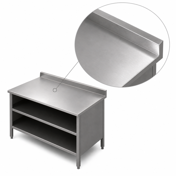 Product image #3 for John Boos 60-Inch x 30-Inch 16-Gauge Stainless Steel Open Front Cabinet Base Work Table with 5-Inch Rear Riser and Undershelf