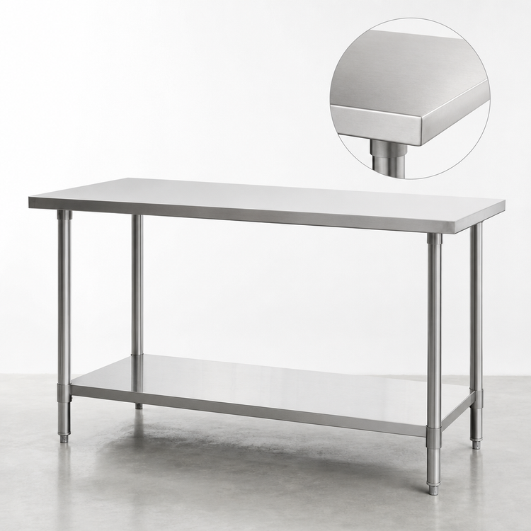 Product image #3 for Mixrite 60-Inch x 30-Inch Stainless Steel Work Table with Adjustable Undershelf and Bullet Feet