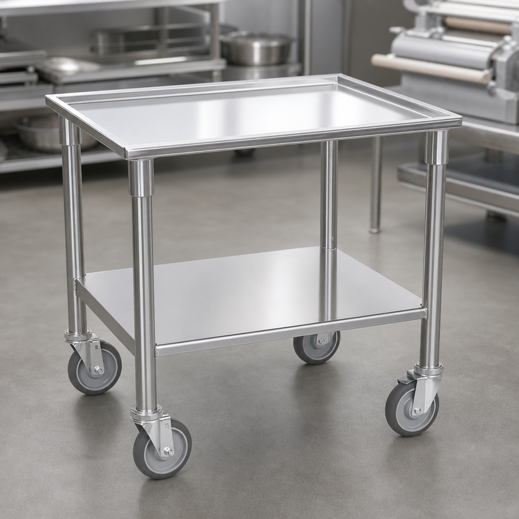Product image #3 for Proluxe UT1300 Mobile Utility Dough Press Table, 21-Inch Wide, Stainless Steel Top and Undershelf