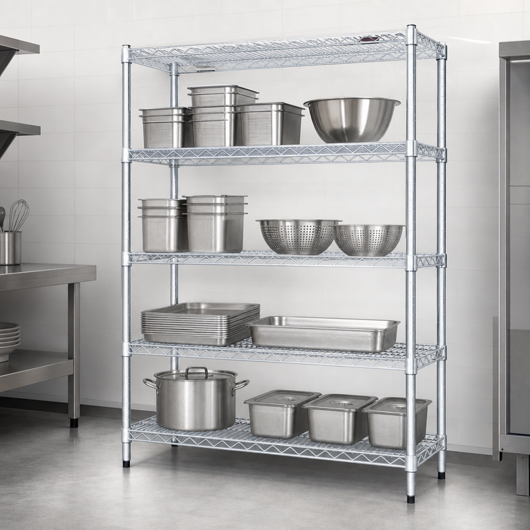 Product image #3 for EAGLEbrite 72 Inch Wide x 24 Inch Deep x 74 Inch High 4-Tier Stationary Wire Starter Shelving Unit, Zinc Finish