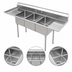Thumbnail image #3 for 84-Inch 3-Compartment Stainless Steel Sink with Left and Right Drainboards, 16 x 20 x 14 Bowls