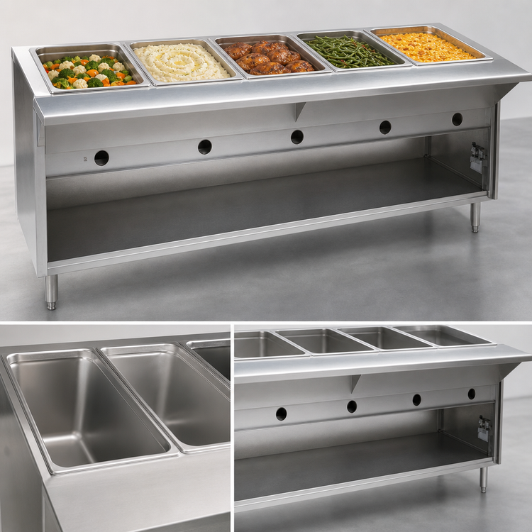 Product image #3 for Eagle Spec-Master HT5OB-240-3 79" 5-Well Electric Hot Food Table with Open Base