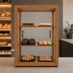 Thumbnail image #4 for Koolmore KM-BDW-25L Straight Glass Bakery Display Case, 3.5 Cu. Ft., 3 Shelves, Light Wood, Remote Refrigeration Not Included