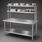 Thumbnail image #3 for Eagle Group T3048SB-FM-X 48-Inch x 30-Inch Stainless Steel Work Table with Overshelf Kit, Undershelf, and Rolled Edges