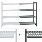 Thumbnail image #3 for Cambro Camshelving® Basics Plus CBA184284VS4580 4-Tier Add-On Polymer Shelving Unit, 18 x 42 x 84 Inches, Vented/Solid, Brushed Graphite