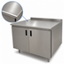 Thumbnail image #3 for Advance Tabco Enclosed Work Table with Cabinet Base, Mid-Shelf, Hinged Doors, 36 x 30 Inches, 14-Gauge 304 Stainless Steel Top