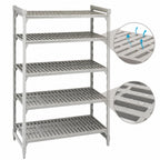 Thumbnail image #4 for Cambro Camshelving® Premium CPU245484V5PKG 5-Tier Stationary Vented Polymer Shelving Starter Unit, 54"W x 24"D x 84"H