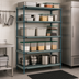 Thumbnail image #3 for Quantum 5-Tier Stationary Wire Plastic Mat Shelving Unit, 60W x 21D x 86H, Green Epoxy Coated