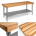 Thumbnail image #3 for John Boos Northern Hard Rock Maple Wood Top Work Table with Stainless Steel Legs and Adjustable Undershelf, 96 x 24 x 35-1/4 Inches