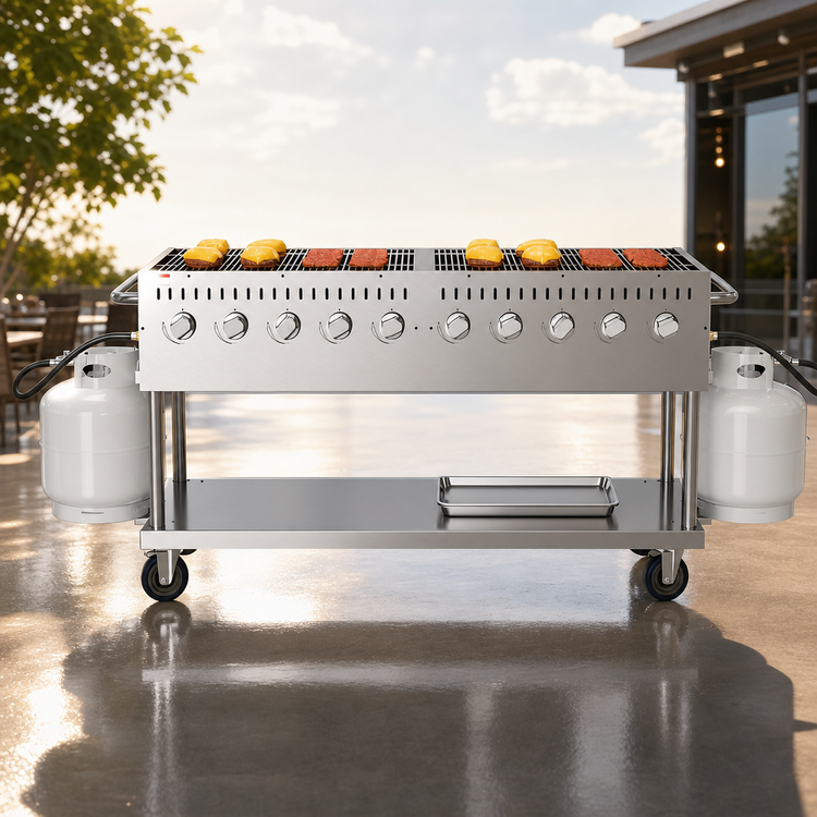 Product image #3 for 72-Inch Commercial Mobile Outdoor Propane Gas Grill with 10 Burners