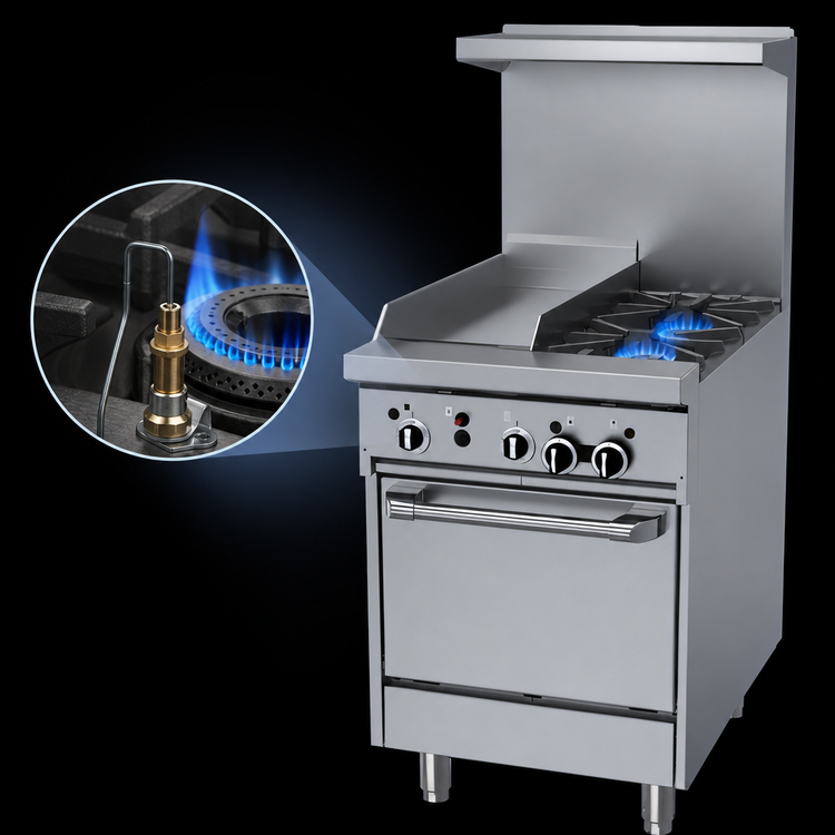 Product image #3 for Garland GF Starfire Pro Series 24 Inch Gas Restaurant Range with 2 Open Burners, 12 Inch Thermostatic Griddle, and Space-Saver Oven