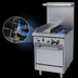 Thumbnail image #3 for Garland GF Starfire Pro Series 24 Inch Gas Restaurant Range with 2 Open Burners, 12 Inch Thermostatic Griddle, and Space-Saver Oven