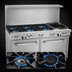 Thumbnail image #3 for Ultimate 60-Inch Commercial Gas Restaurant Range with 5 Open Burners, 24-Inch Charbroiler and 2 Convection Ovens