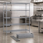 Thumbnail image #3 for Quantum WR54-3672C-5 Chrome Wire Shelving Starter Unit, 72"W x 36"D x 54"H, 5 Shelves, 4 Posts, Stationary
