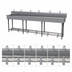 Thumbnail image #3 for Advance Tabco Six-Station Multiwash Freestanding Hand Sink with Toe-Push Valves and Gooseneck Spouts