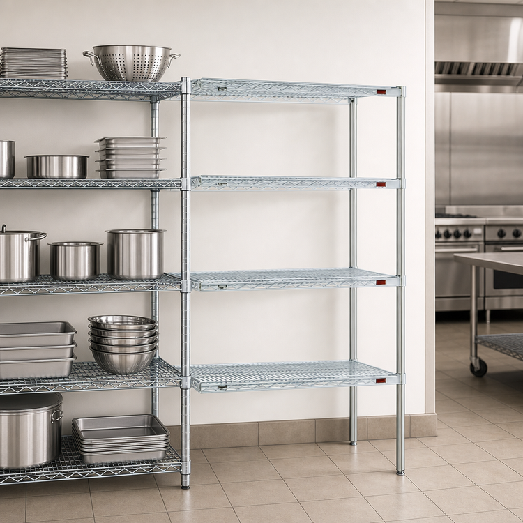Product image #3 for EagleGard 4-Tier Add-On Wire Shelving Unit, 30 x 24 x 74 Inches, Hybrid Epoxy Finish