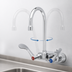 Thumbnail image #3 for T&S Brass B-1146-04-CR Wall-Mount Workboard Faucet, 4-Inch Centers, 5-3/4-Inch Swivel Gooseneck, 2.2 GPM