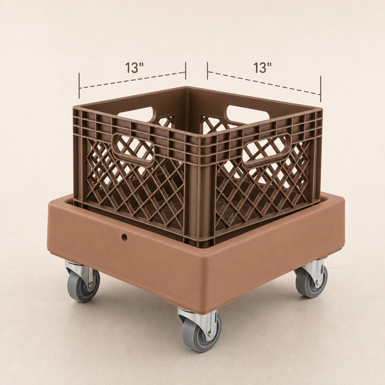 Product image #4 for Cambro Camdolly 13" x 13" Milk Crate Dolly, 250 lb Capacity, Coffee Beige