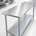 Thumbnail image #3 for Duke 72-Inch Stainless Steel Work Table with Galvanized Undershelf, 24-Inch Deep Flat Top