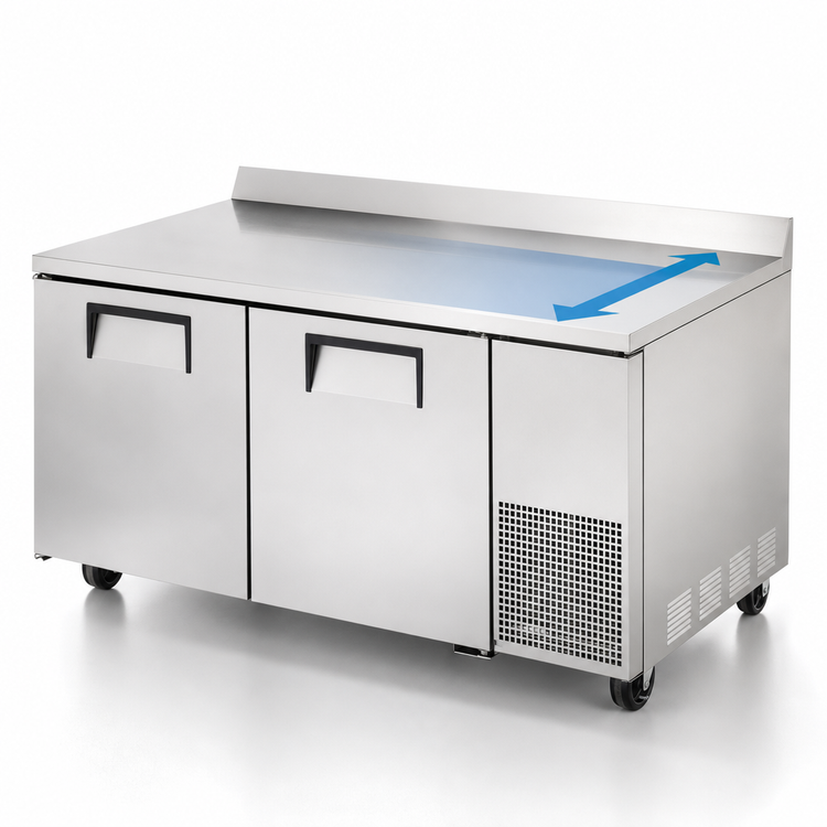 Product image #3 for True 67-1/4-Inch Deep Worktop Refrigerator with 2 Solid Doors and Self-Contained Side-Mount Refrigeration