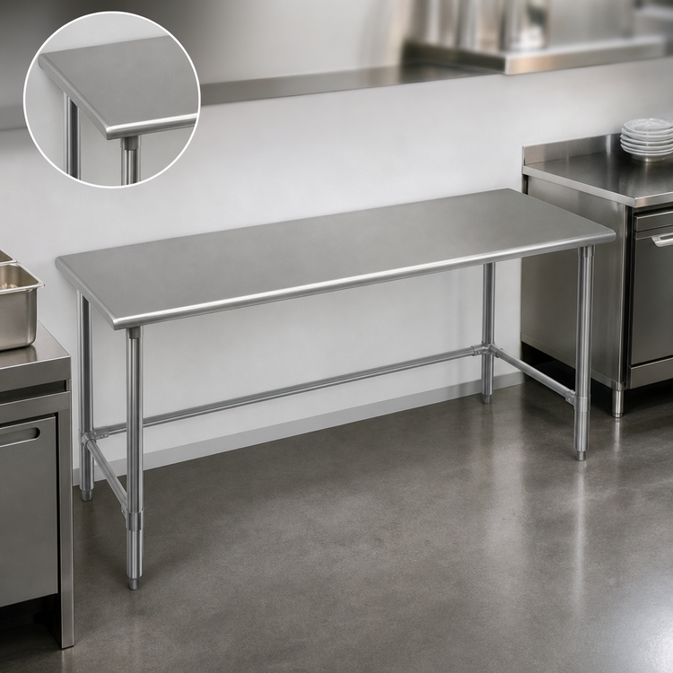 Product image #3 for Eagle Deluxe Series 72-Inch x 30-Inch Flat Top Stainless Steel Work Table with Galvanized Tubular Base