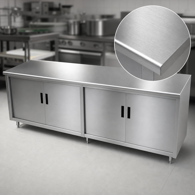 Product image #3 for Advance Tabco Special Value 96-Inch x 24-Inch Stainless Steel Enclosed Work Table with Cabinet Base and Hinged Doors