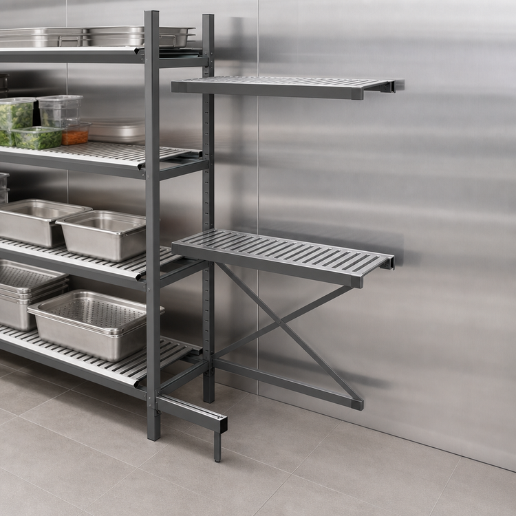 Product image #3 for Metro SmartLever 76-3/8 Inch High Add-On Cantilevered Shelving Kit for 48 x 18 Inch Shelves