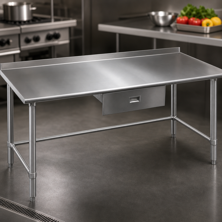 Product image #3 for Eagle Deluxe Series 60 x 30 Inch Stainless Steel Work Table with 1-1/2 Inch Rear Upturn