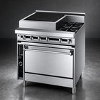 Thumbnail image #3 for Jade Range (Middleby) Titan JTRH-18B-2-36 36-Inch Heavy-Duty Commercial Gas Range with Standard Oven, 18-Inch Charbroiler and 2 Open Burners