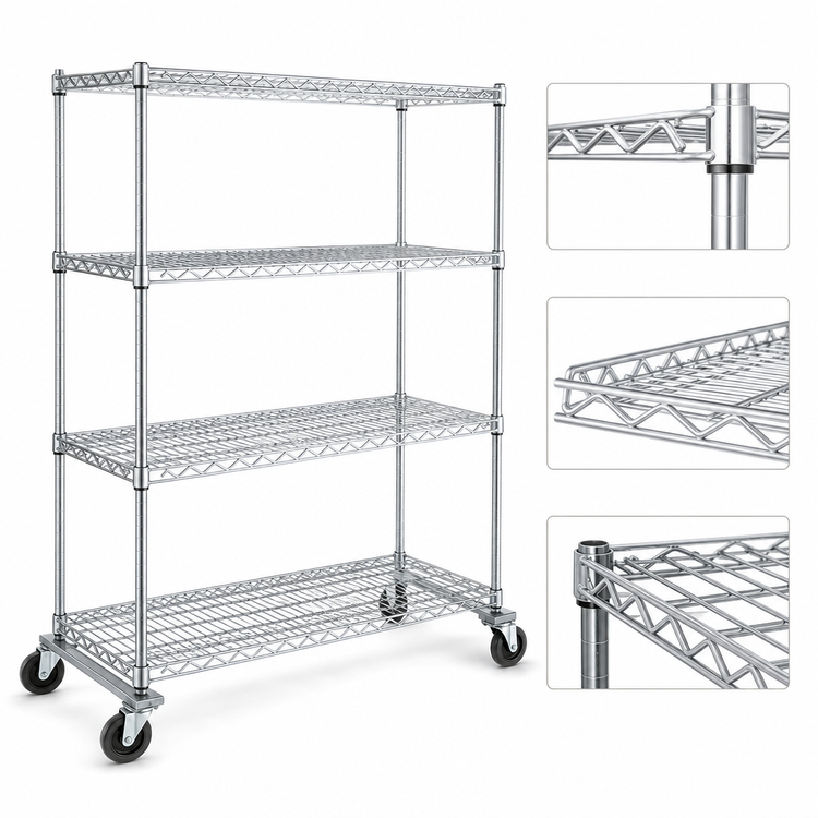 Product image #3 for EAGLEbrite 4-Tier 48" x 24" Open Wire Dolly Truck with Zinc Finish, 69-Inch High