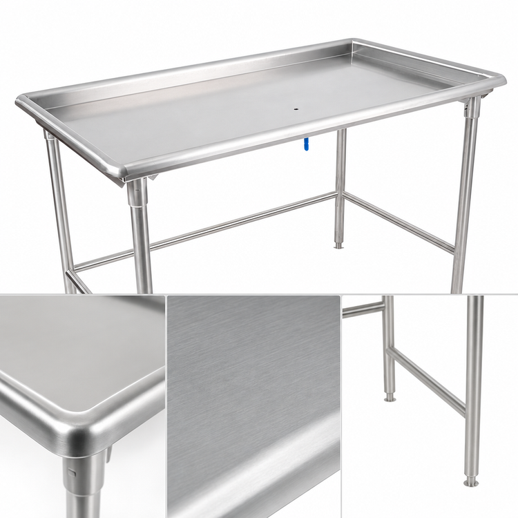 Product image #3 for John Boos 36-7/8 Inch x 30-3/8 Inch Stainless Steel Open Base Sorting Table with Raised Edge